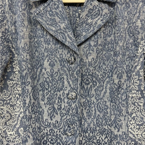 J. Jill Blue Brocade Print Jacket women’s 10P - Picture 3 of 5